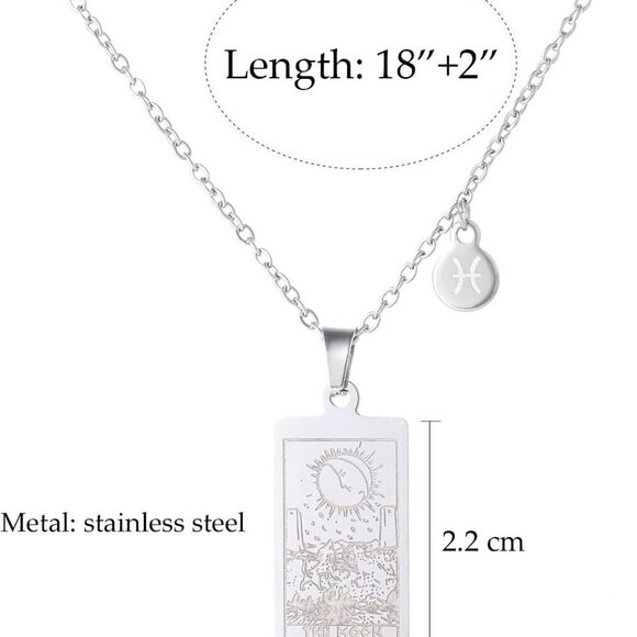 14k Gold Plated Zodiac Sign with Tarot Card Pendant Necklace Birthday Gift for W - Picture 3 of 4